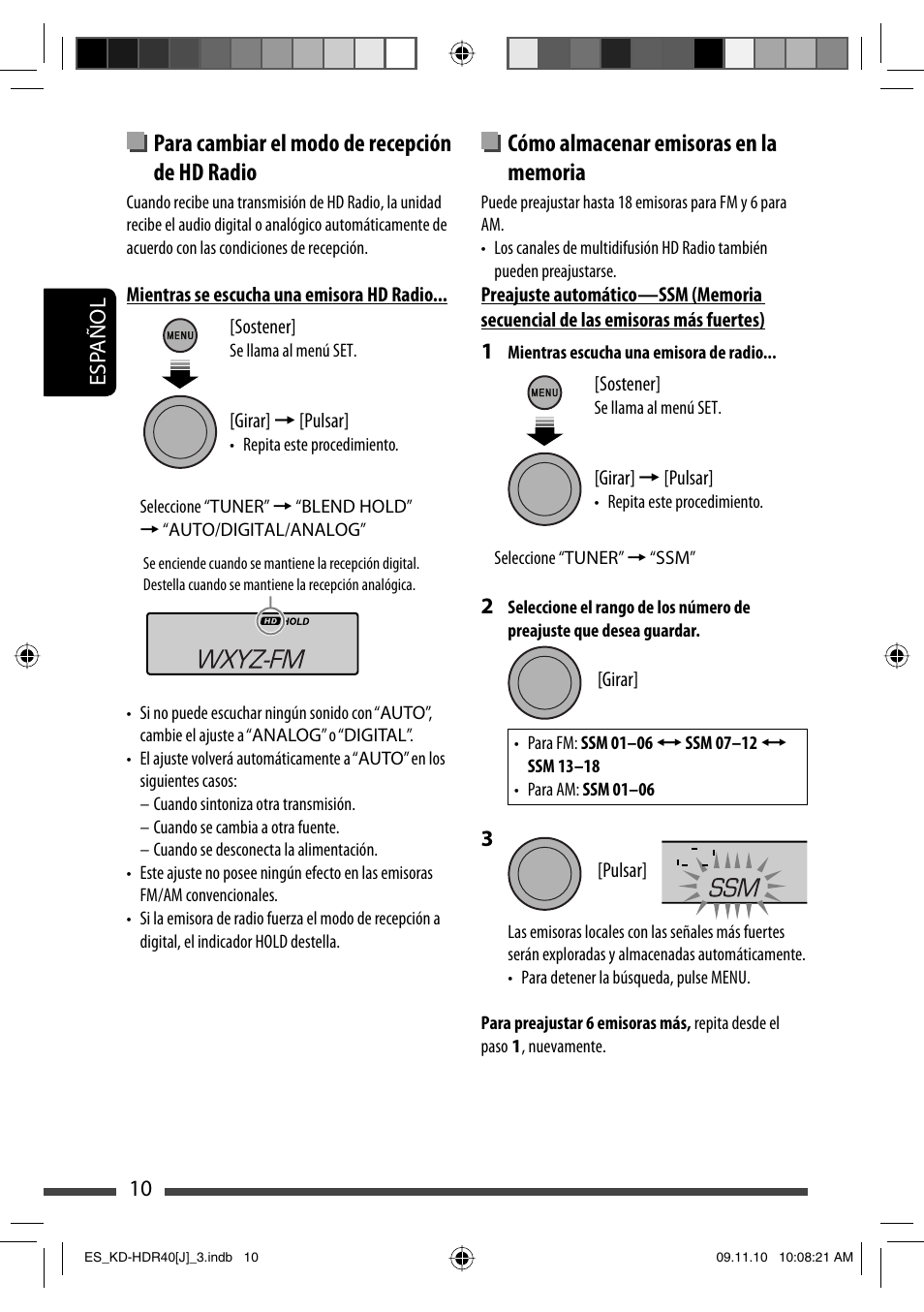 Para cambiar el modo de recepción de hd radio | JVC LVT2088-001B User Manual | Page 42 / 100