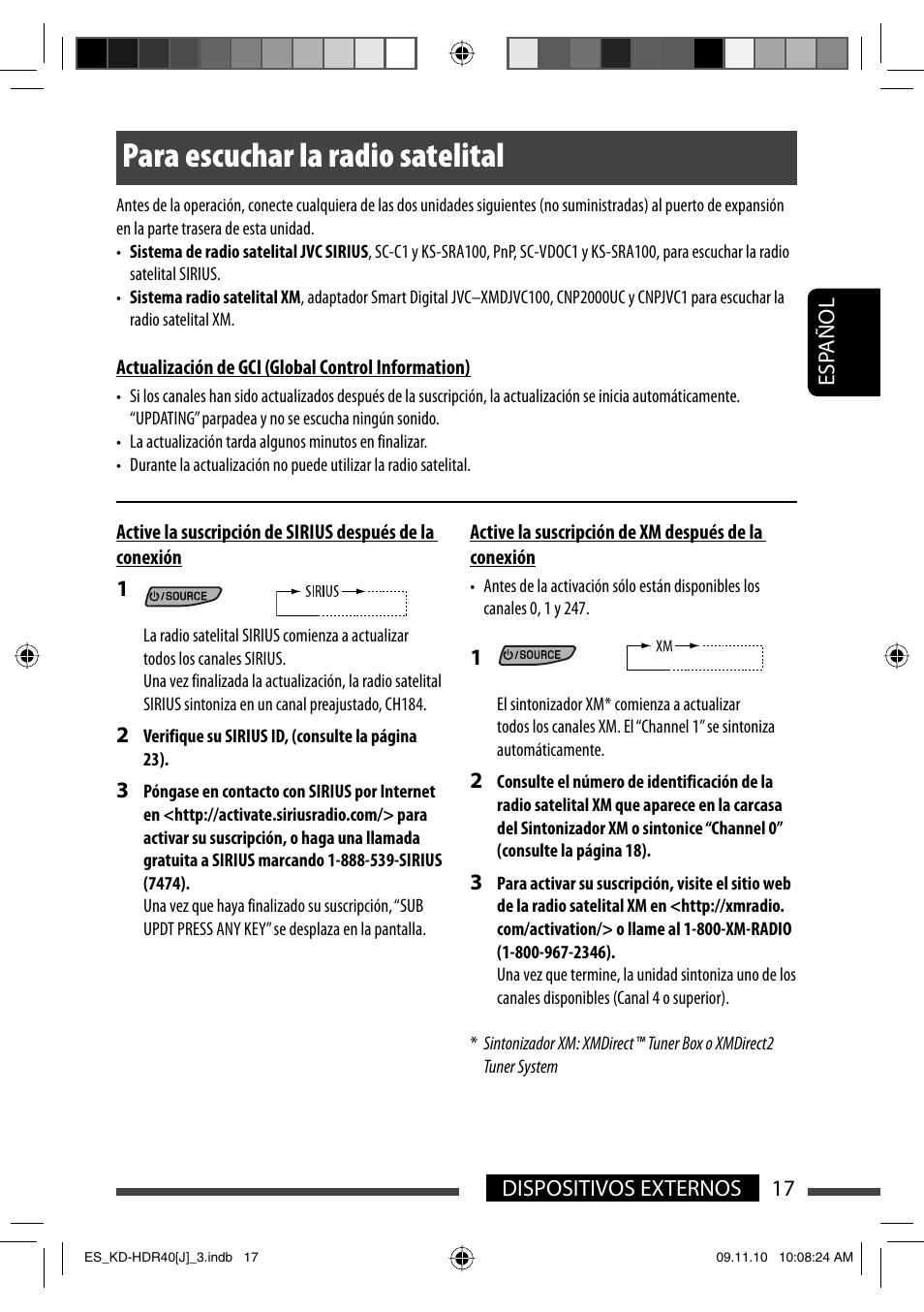 Para escuchar la radio satelital | JVC LVT2088-001B User Manual | Page 49 / 100