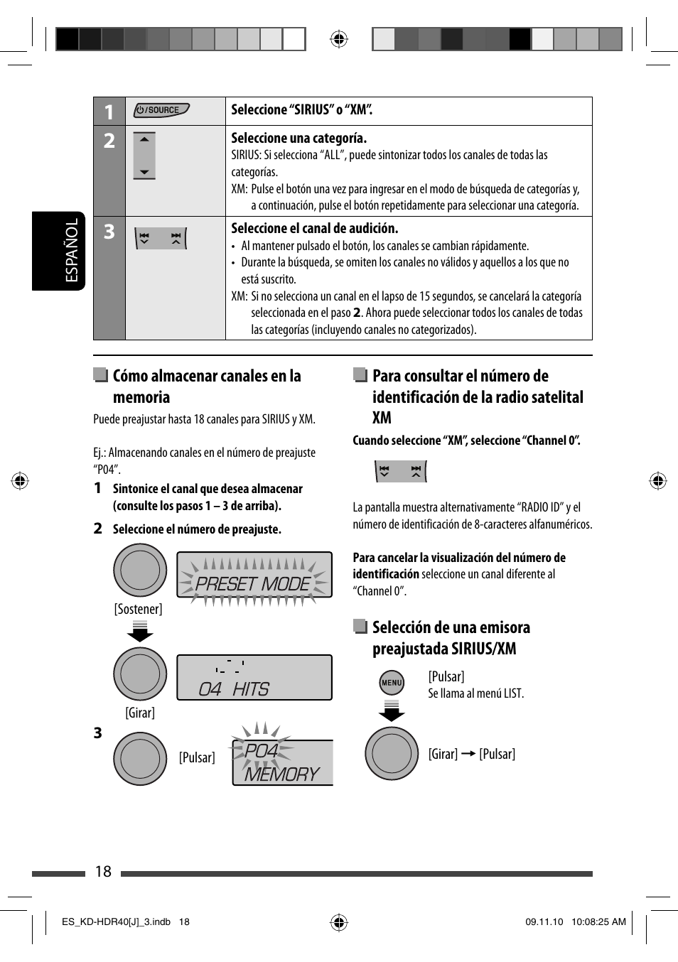 Selección de una emisora preajustada sirius/xm | JVC LVT2088-001B User Manual | Page 50 / 100