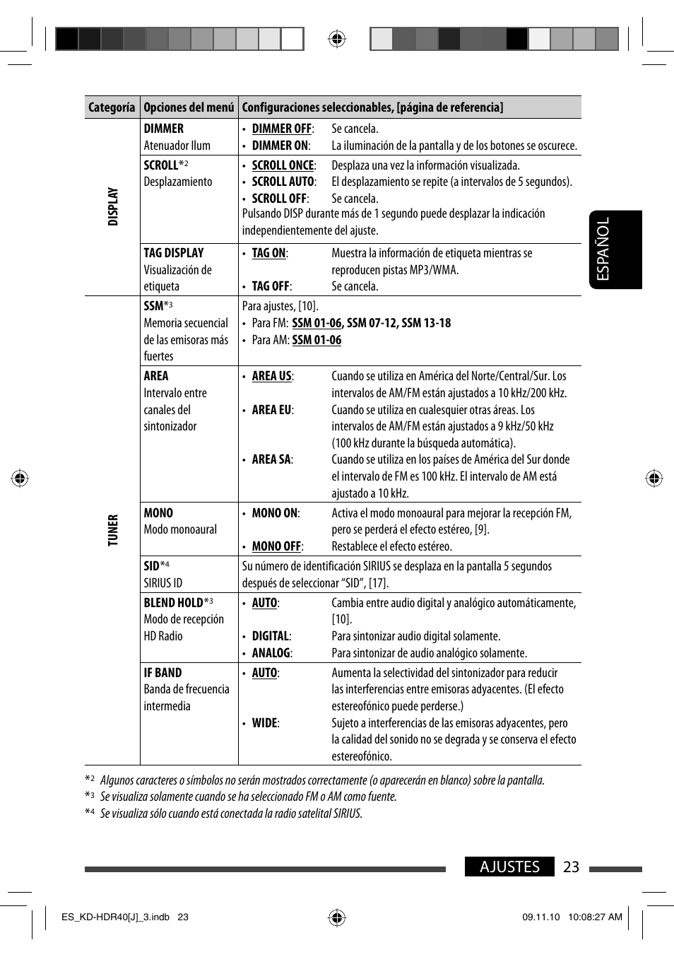 23 ajustes esp añol | JVC LVT2088-001B User Manual | Page 55 / 100