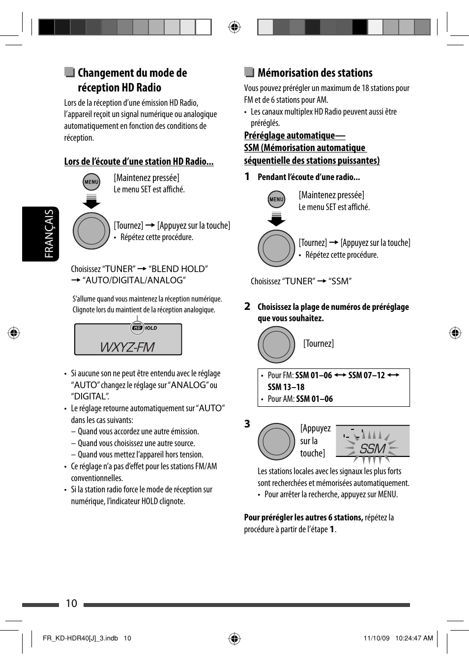 Mémorisation des stations, Changement du mode de réception hd radio | JVC LVT2088-001B User Manual | Page 74 / 100