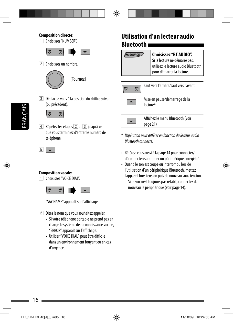 Utilisation d’un lecteur audio bluetooth, 16 français | JVC LVT2088-001B User Manual | Page 80 / 100