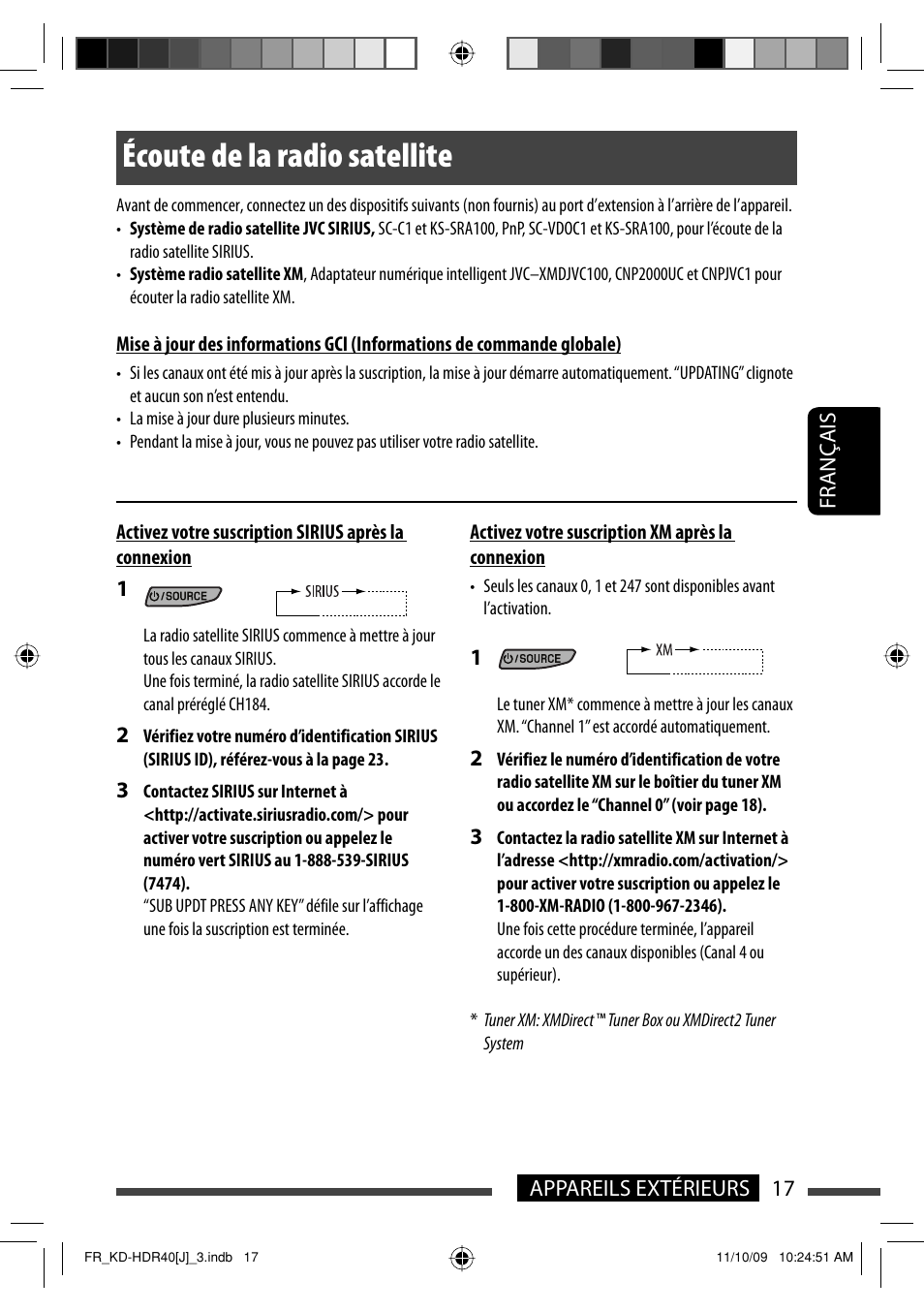 Ecoute de la radio satellite, Écoute de la radio satellite | JVC LVT2088-001B User Manual | Page 81 / 100