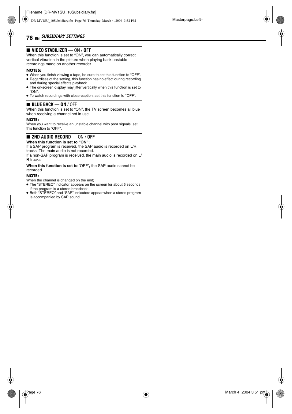 Gh 76) | JVC VCR PLUS+ DR-MV1S User Manual | Page 76 / 92