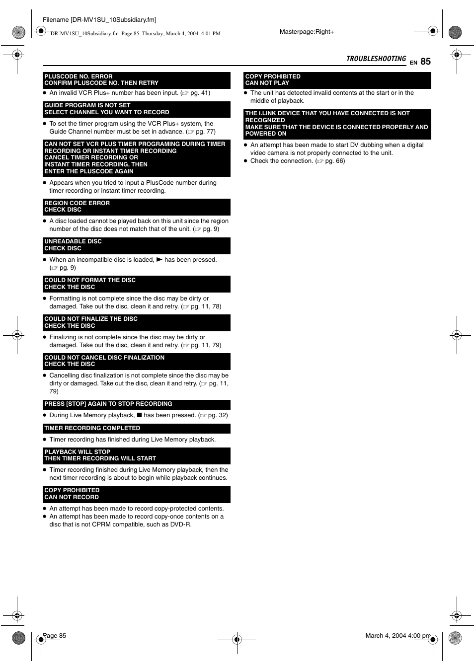 JVC VCR PLUS+ DR-MV1S User Manual | Page 85 / 92