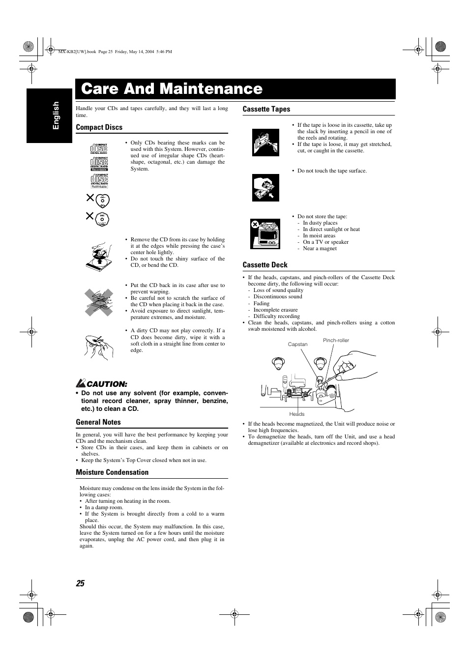 Care and maintenance | JVC MX-KB1 MX-KB2 User Manual | Page 28 / 82