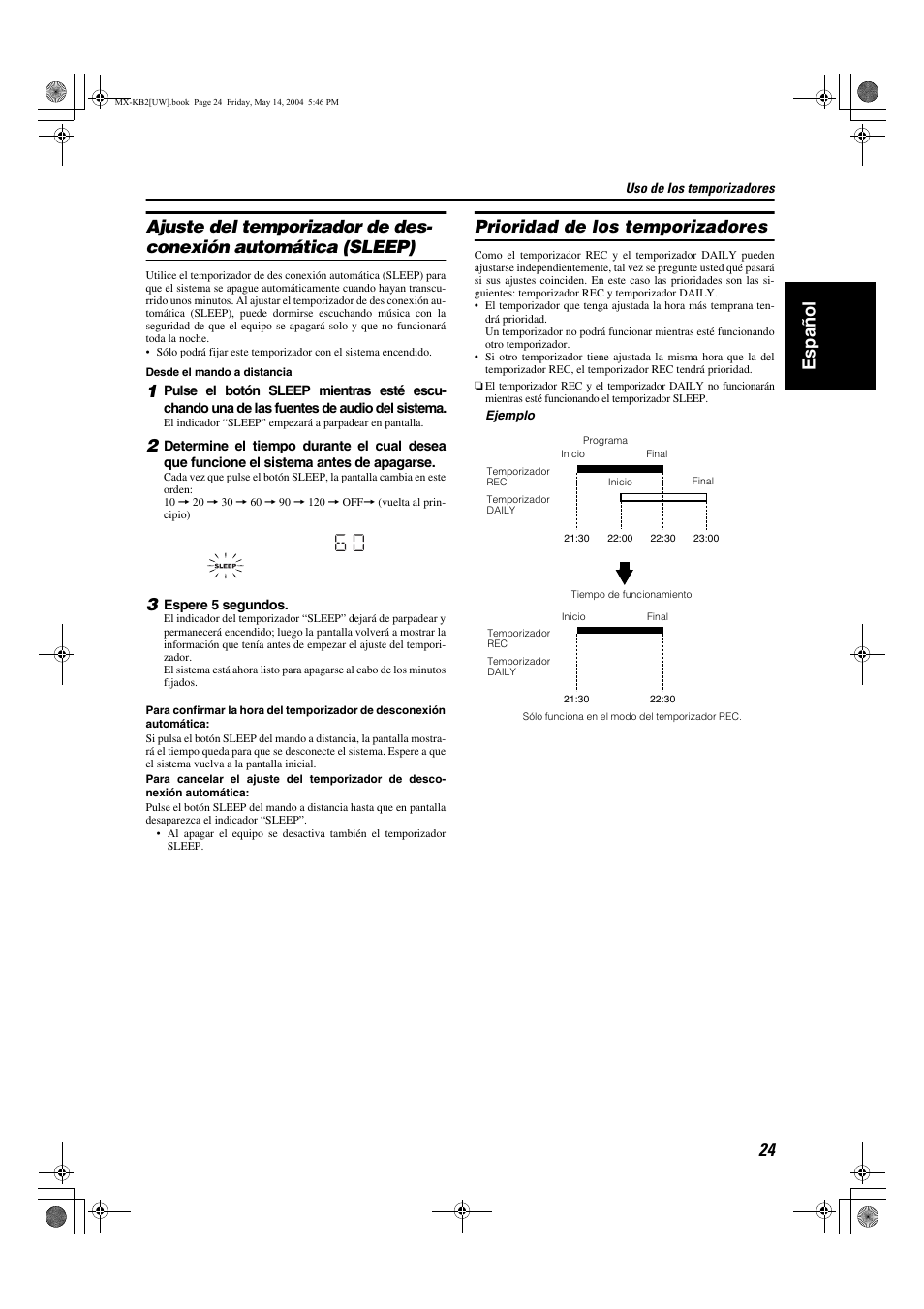 Prioridad de los temporizadores | JVC MX-KB1 MX-KB2 User Manual | Page 53 / 82