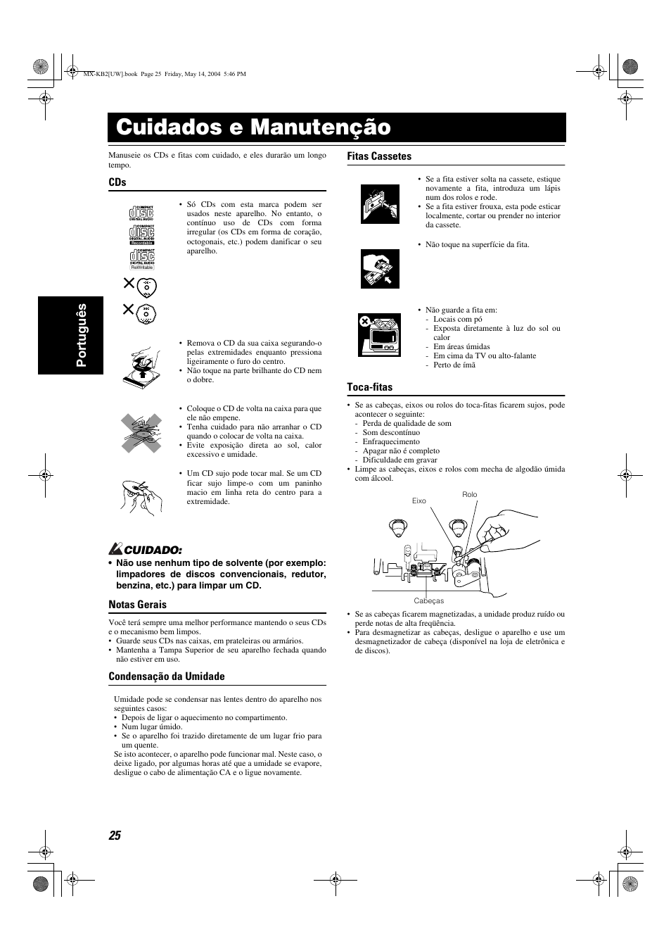 Cuidados e manutenção, 25 port uguês | JVC MX-KB1 MX-KB2 User Manual | Page 80 / 82