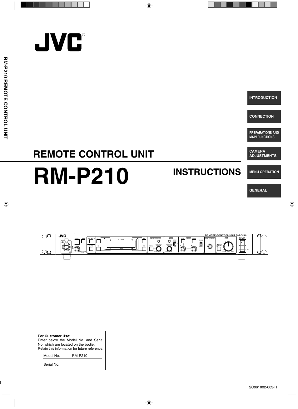 JVC RM-P210 User Manual | 32 pages