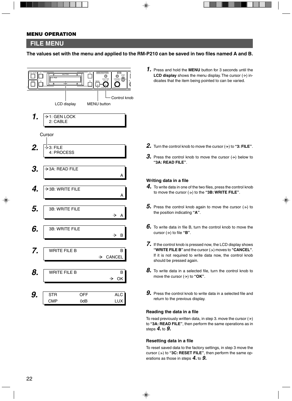 File menu | JVC RM-P210 User Manual | Page 22 / 32