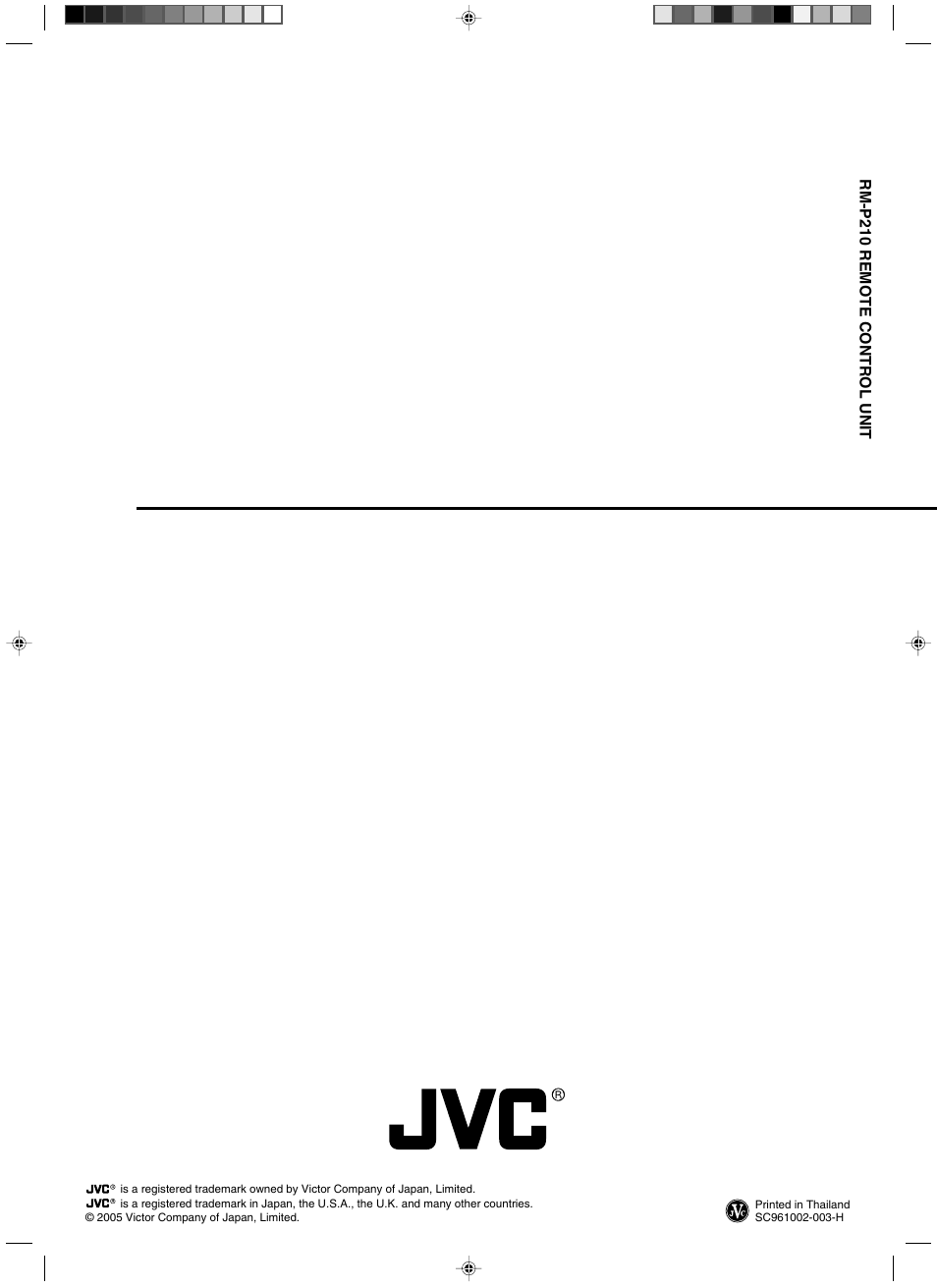 Back cover | JVC RM-P210 User Manual | Page 32 / 32