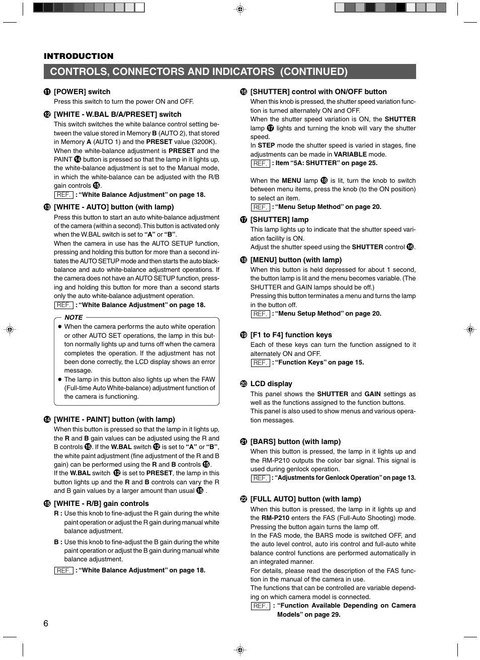 Controls, connectors and indicators (continued) | JVC RM-P210 User Manual | Page 6 / 32