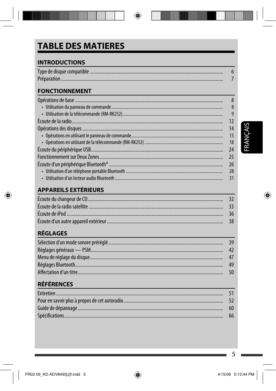 Table des matieres | JVC KD-ADV8490 User Manual | Page 137 / 201