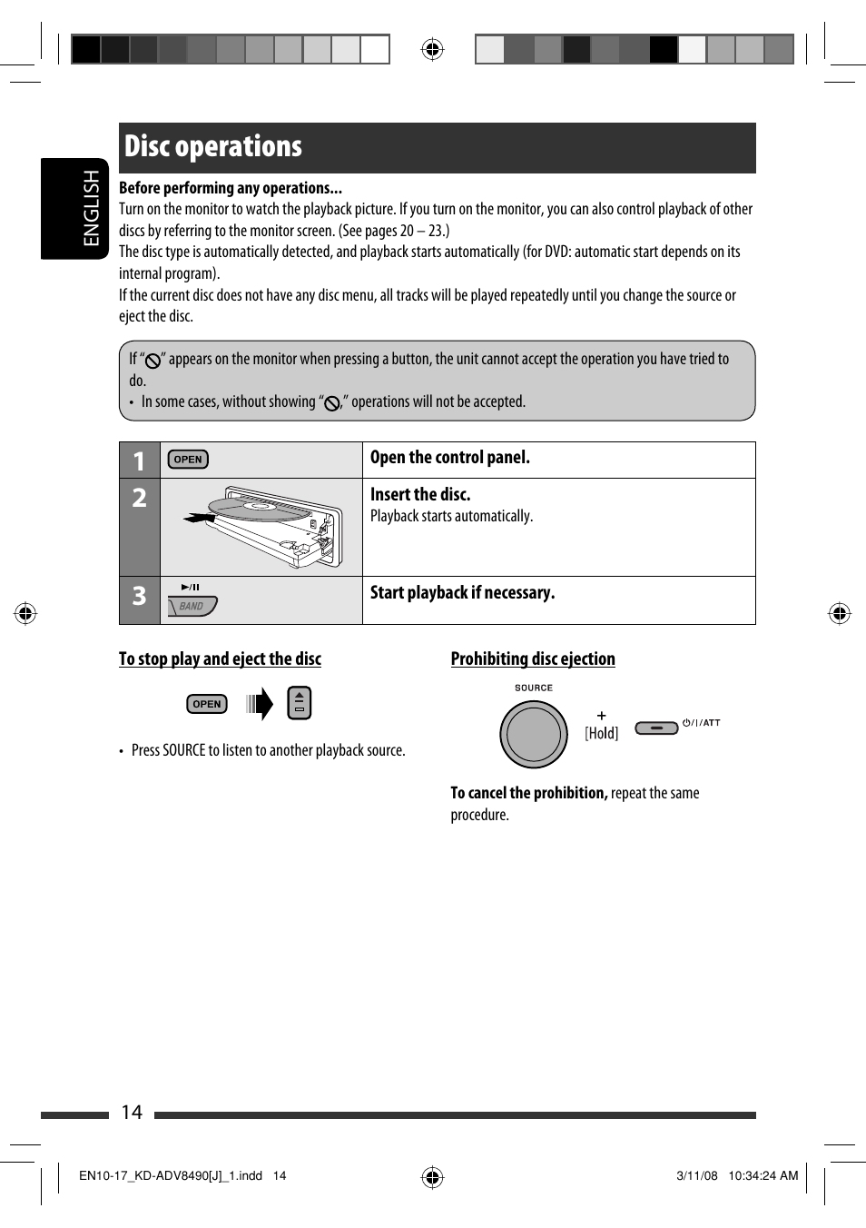 Disc operations | JVC KD-ADV8490 User Manual | Page 14 / 201