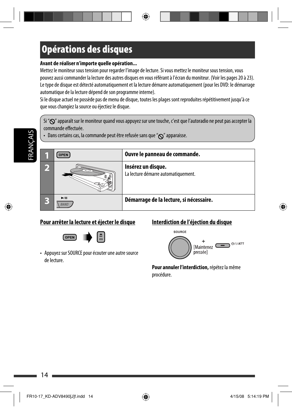 Opérations des disques | JVC KD-ADV8490 User Manual | Page 146 / 201