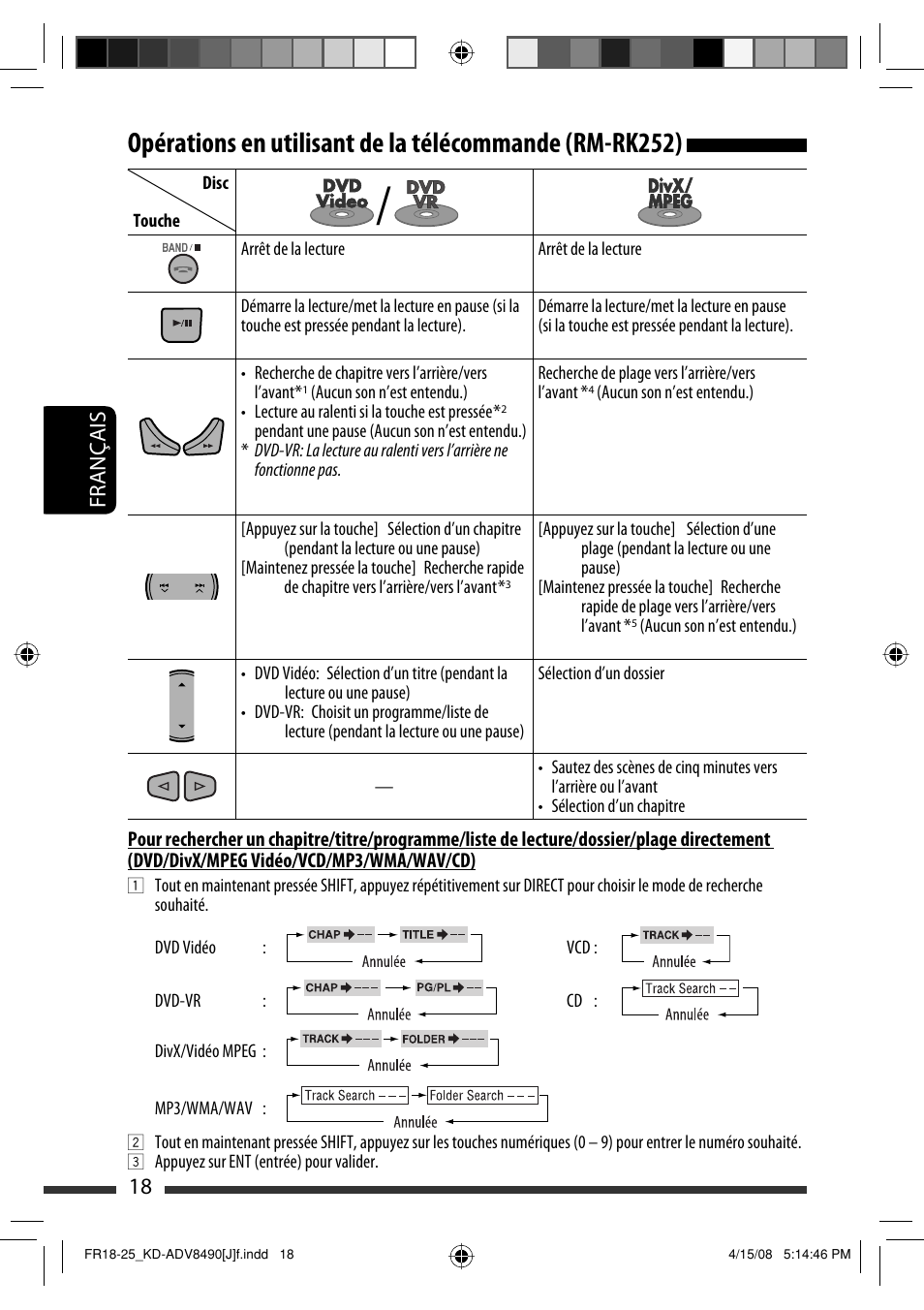 18 français | JVC KD-ADV8490 User Manual | Page 150 / 201