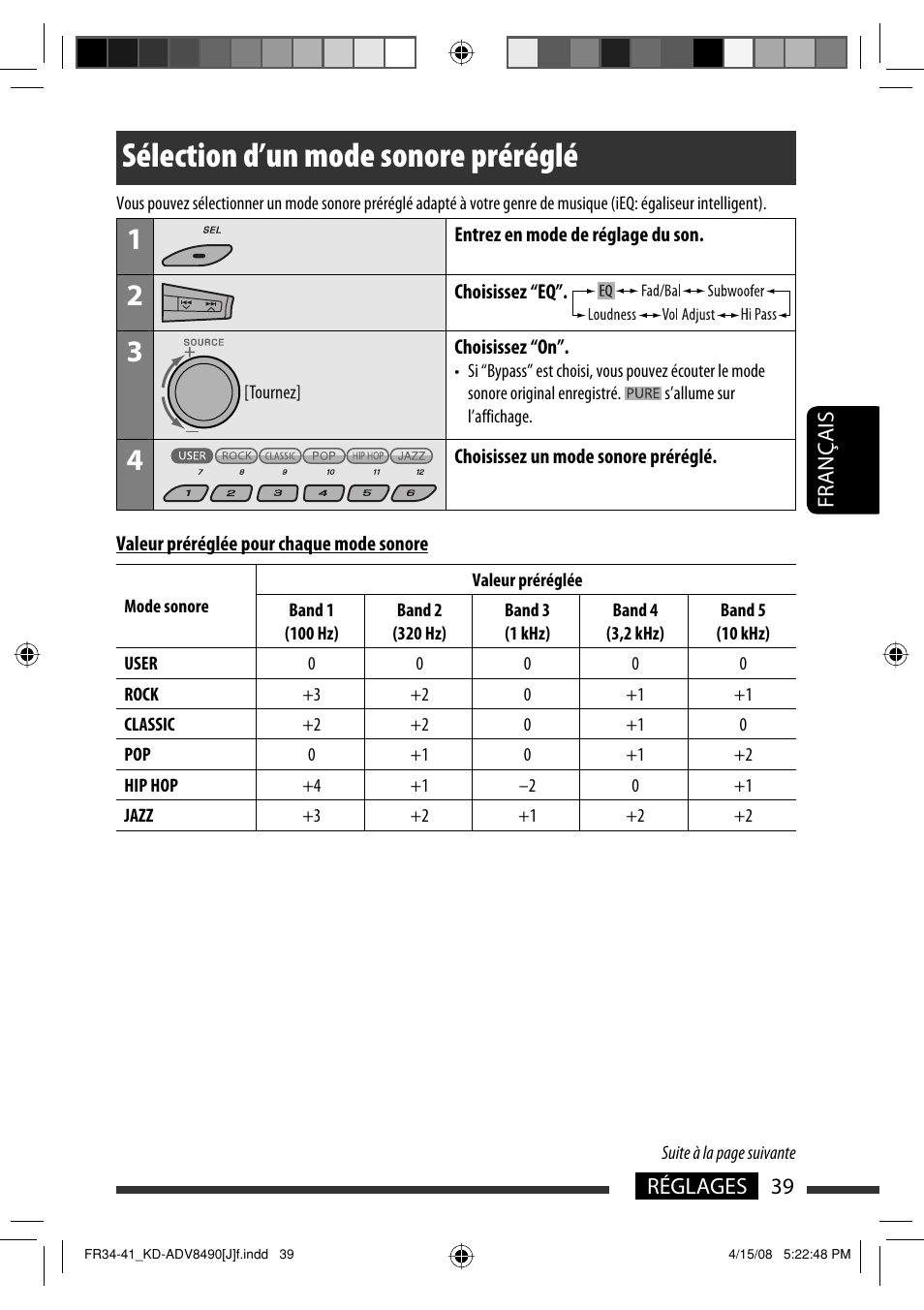 Sélection d’un mode sonore préréglé | JVC KD-ADV8490 User Manual | Page 171 / 201