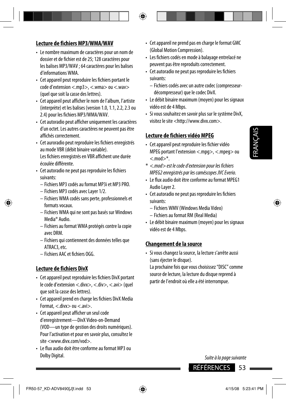 53 références français | JVC KD-ADV8490 User Manual | Page 185 / 201