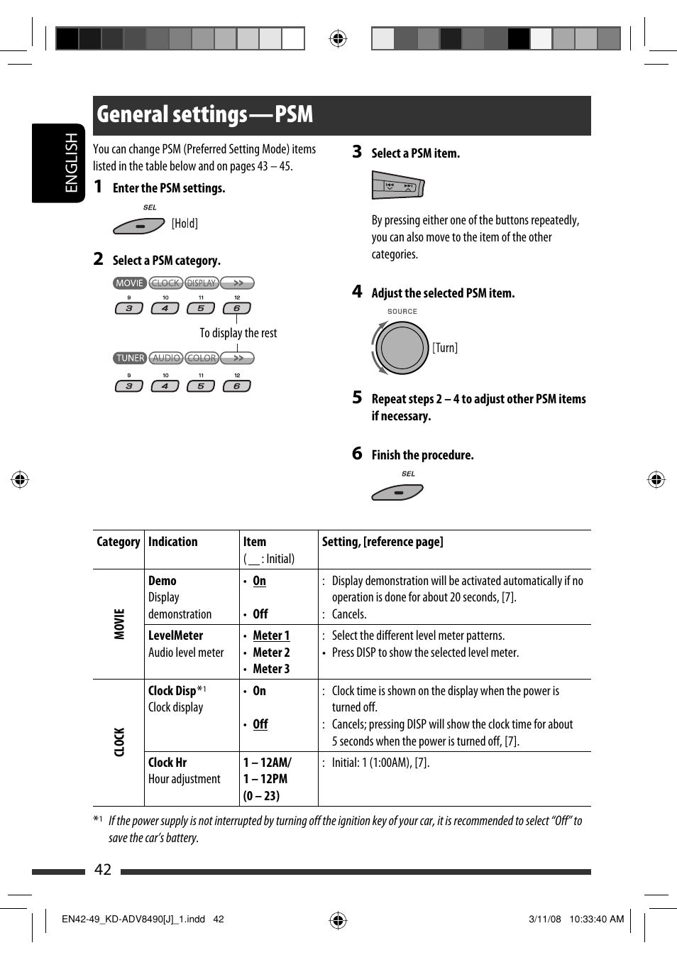 General settings — psm | JVC KD-ADV8490 User Manual | Page 42 / 201