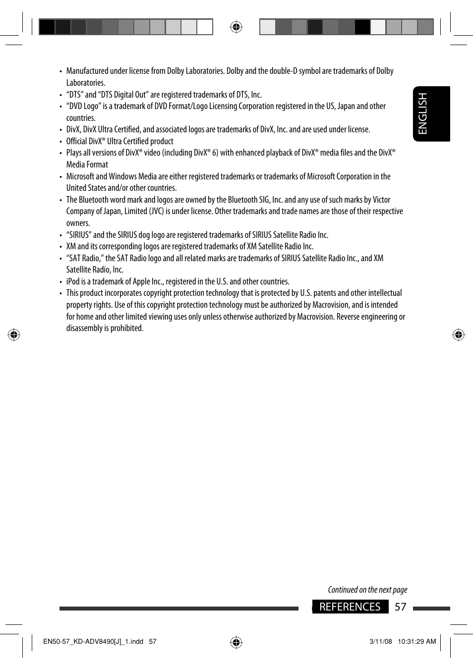English 57 references | JVC KD-ADV8490 User Manual | Page 57 / 201