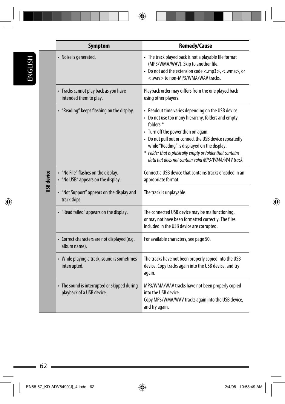 English 62 | JVC KD-ADV8490 User Manual | Page 62 / 201