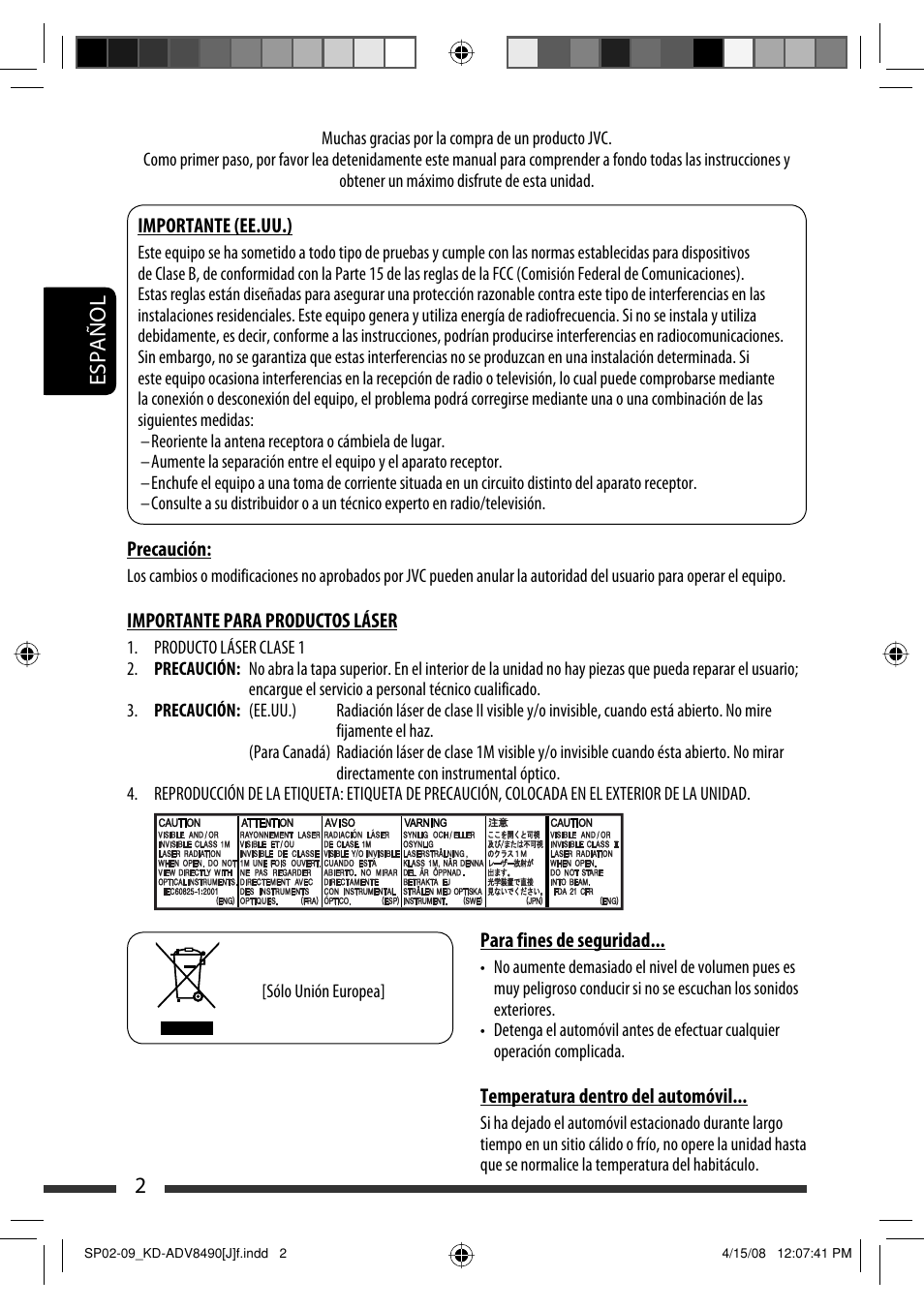 2español | JVC KD-ADV8490 User Manual | Page 68 / 201