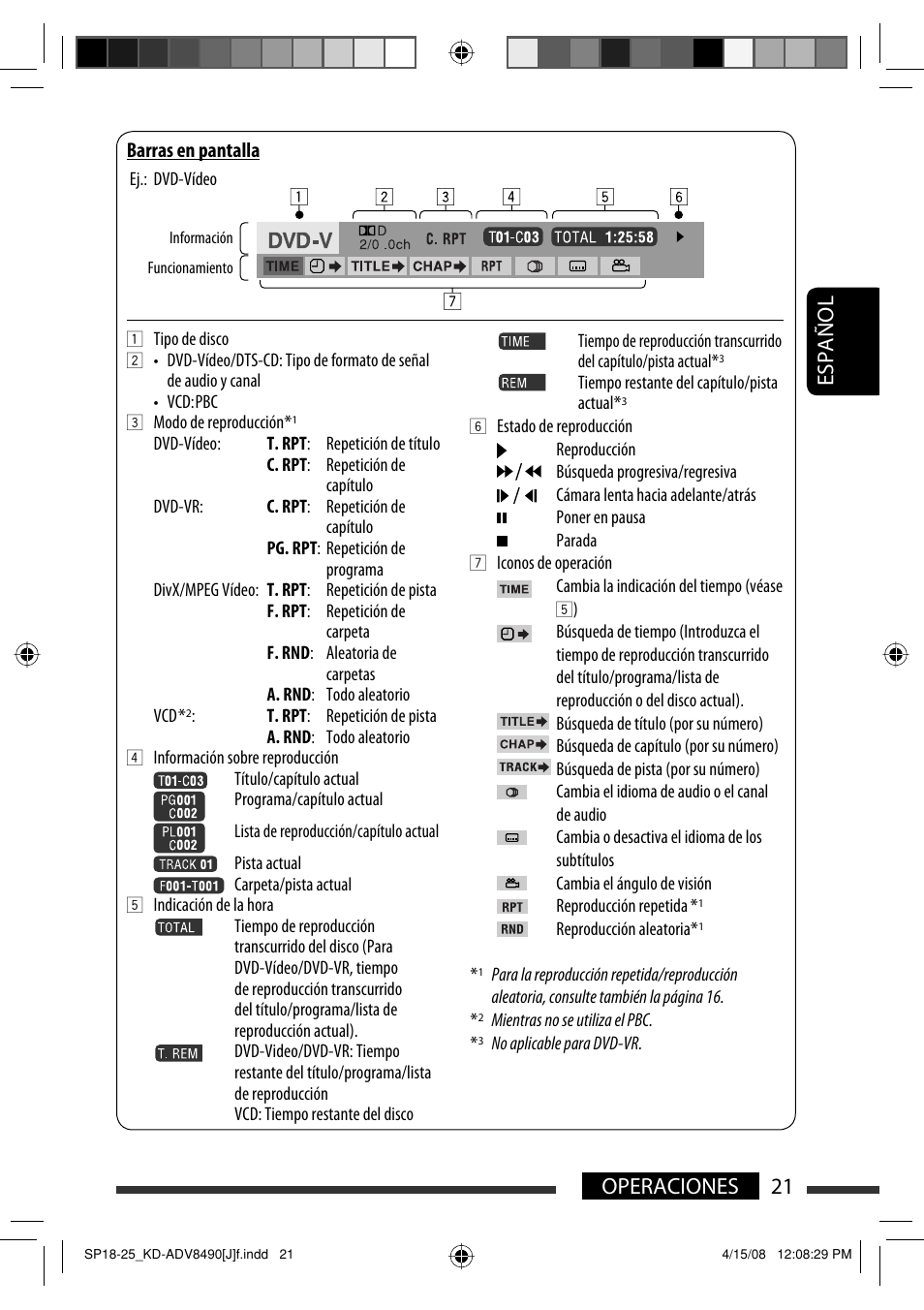 21 operaciones español | JVC KD-ADV8490 User Manual | Page 87 / 201