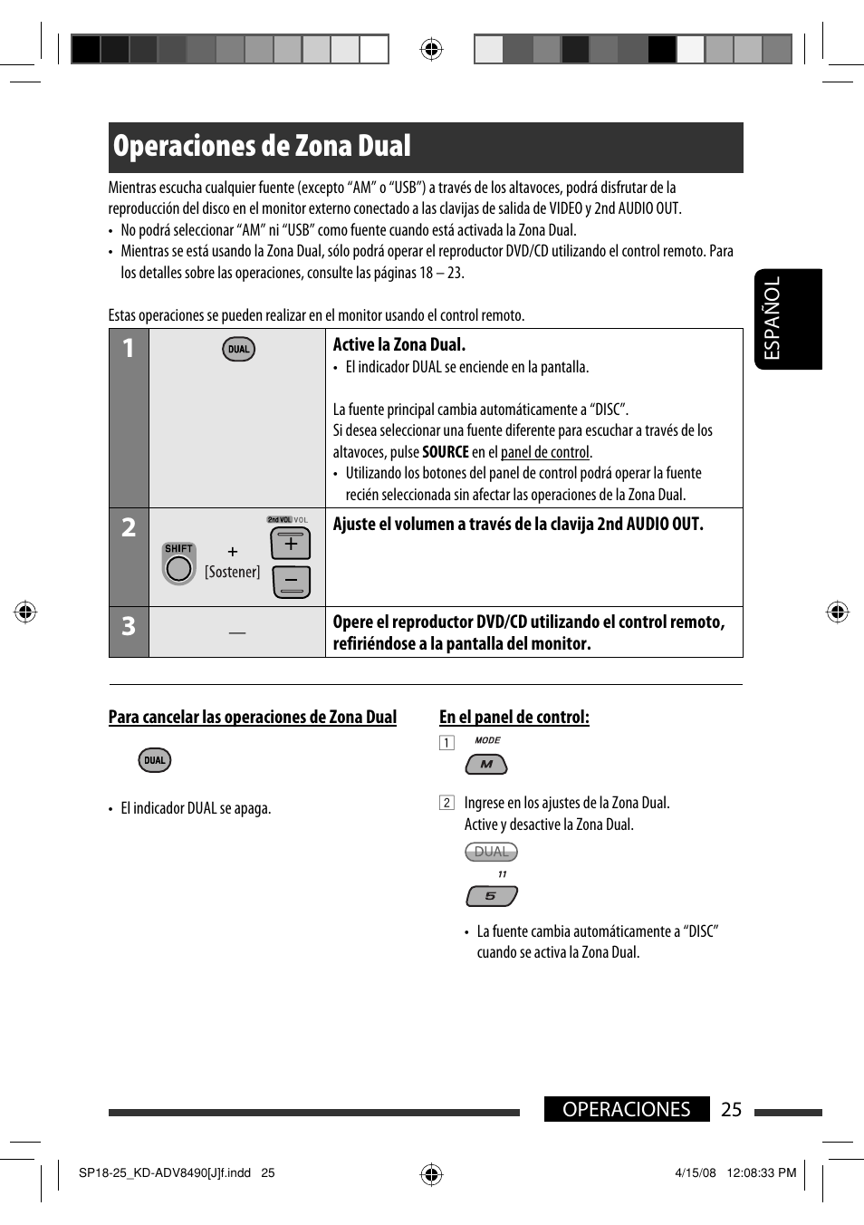 Operaciones de zona dual | JVC KD-ADV8490 User Manual | Page 91 / 201