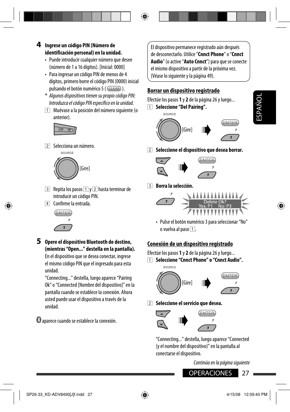 27 operaciones español | JVC KD-ADV8490 User Manual | Page 93 / 201