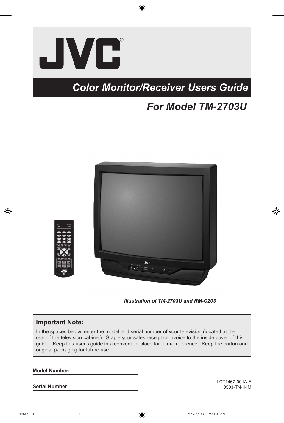 JVC TM-2703U User Manual | 40 pages