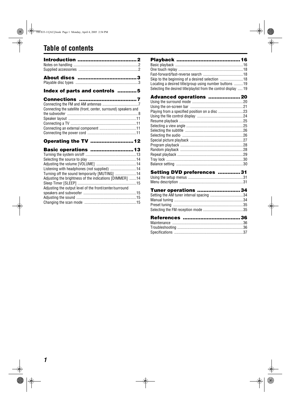 JVC TH-S33 User Manual | Page 4 / 41