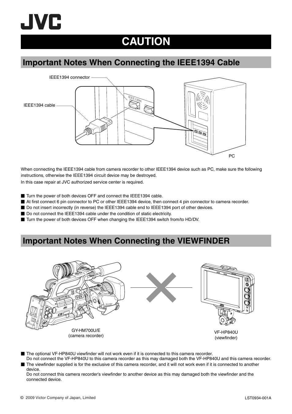 JVC IEEE1394 User Manual | 1 page