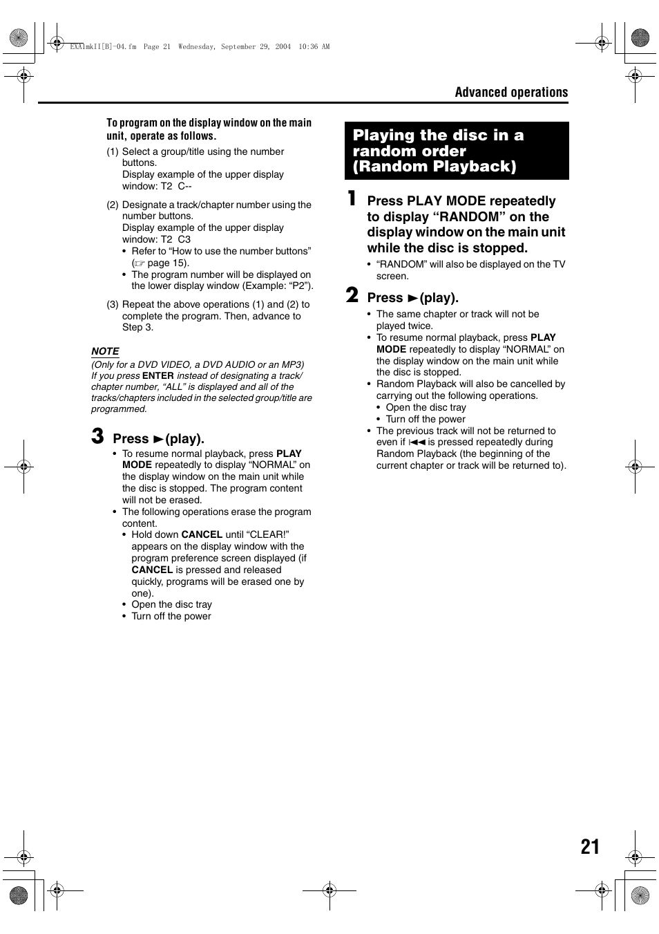 JVC CA-EXP1 User Manual | Page 25 / 47