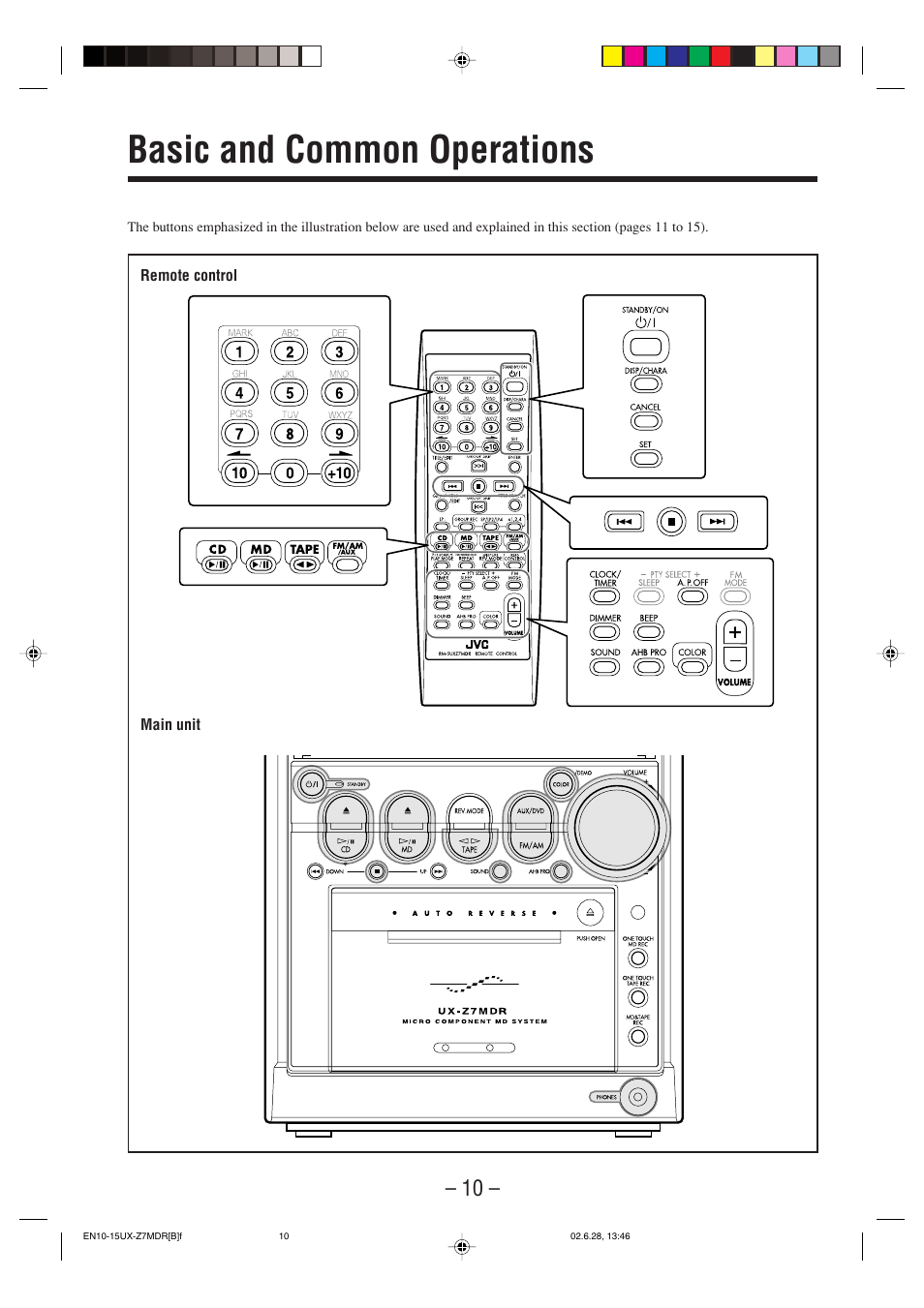 Basic and common operations | JVC UX-Z7MDR User Manual | Page 15 / 78