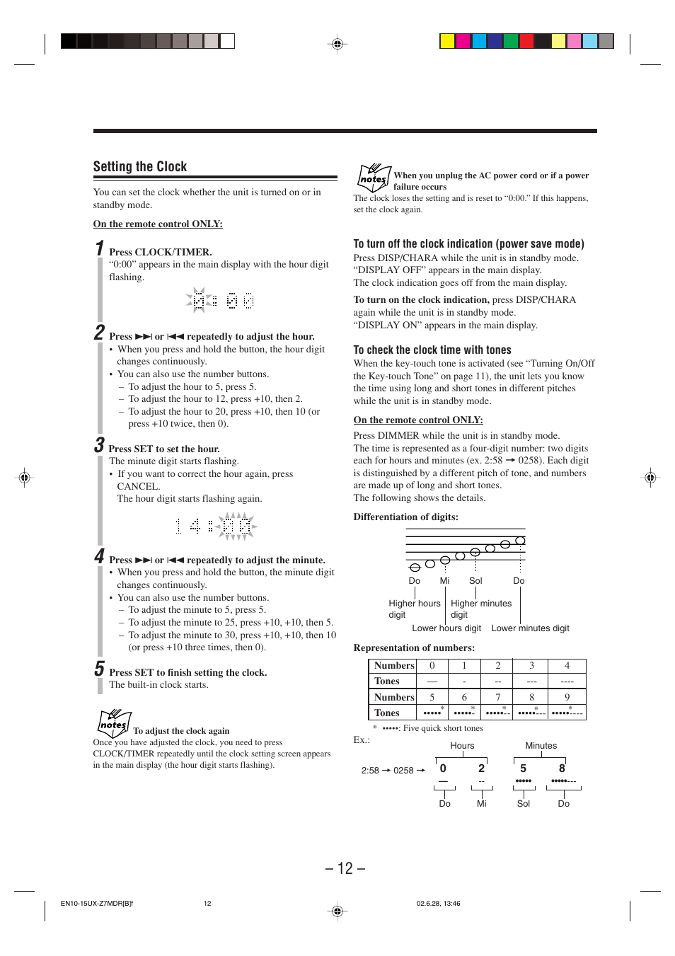 Setting the clock | JVC UX-Z7MDR User Manual | Page 17 / 78