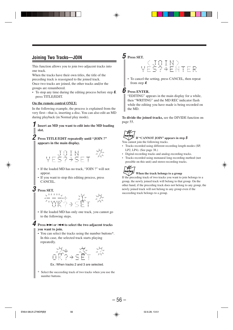 Joining two tracks—join | JVC UX-Z7MDR User Manual | Page 61 / 78