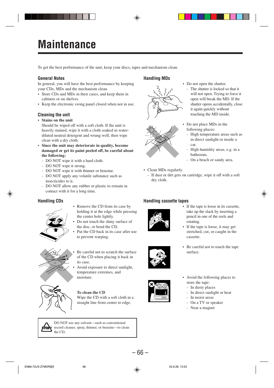 Maintenance | JVC UX-Z7MDR User Manual | Page 71 / 78