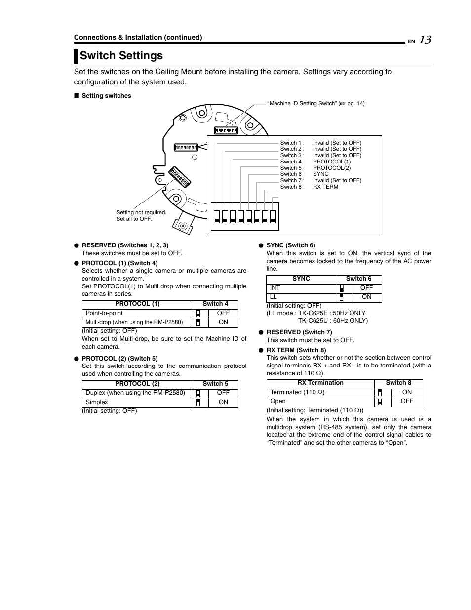 Switch settings | JVC LWT0254-001B-H User Manual | Page 13 / 44