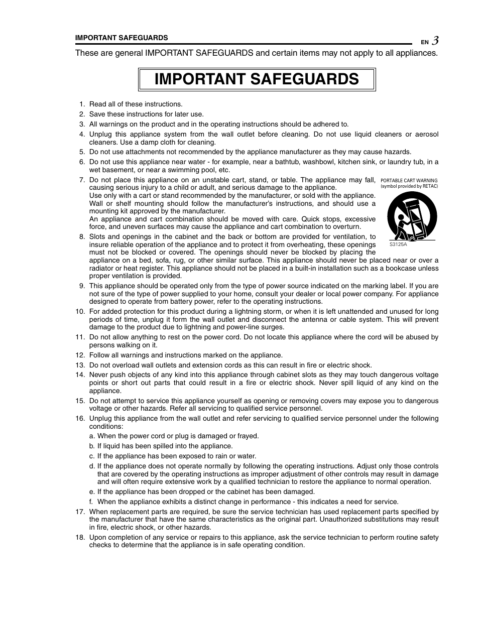 Important safeguards | JVC LWT0254-001B-H User Manual | Page 3 / 44
