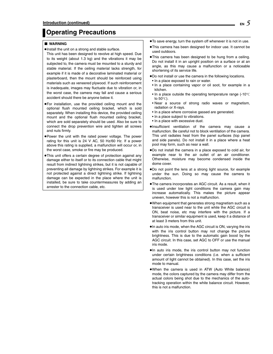 Operating precautions | JVC LWT0254-001B-H User Manual | Page 5 / 44