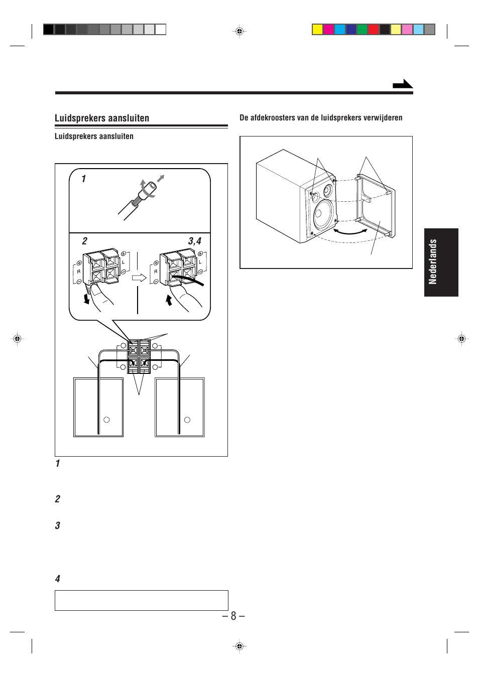 Nederlands, Luidsprekers aansluiten | JVC UX-A52R User Manual | Page 13 / 48