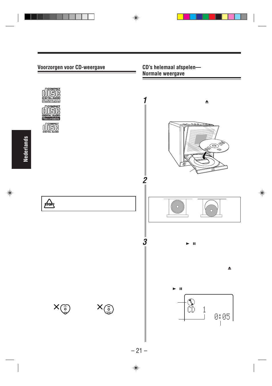 Voorzorgen voor cd-weergave | JVC UX-A52R User Manual | Page 26 / 48