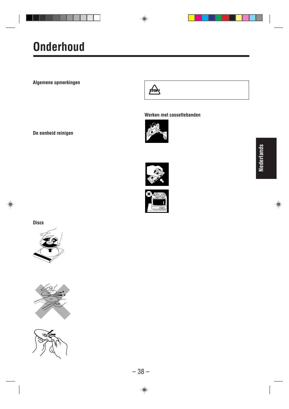 Onderhoud, Nederlands | JVC UX-A52R User Manual | Page 43 / 48