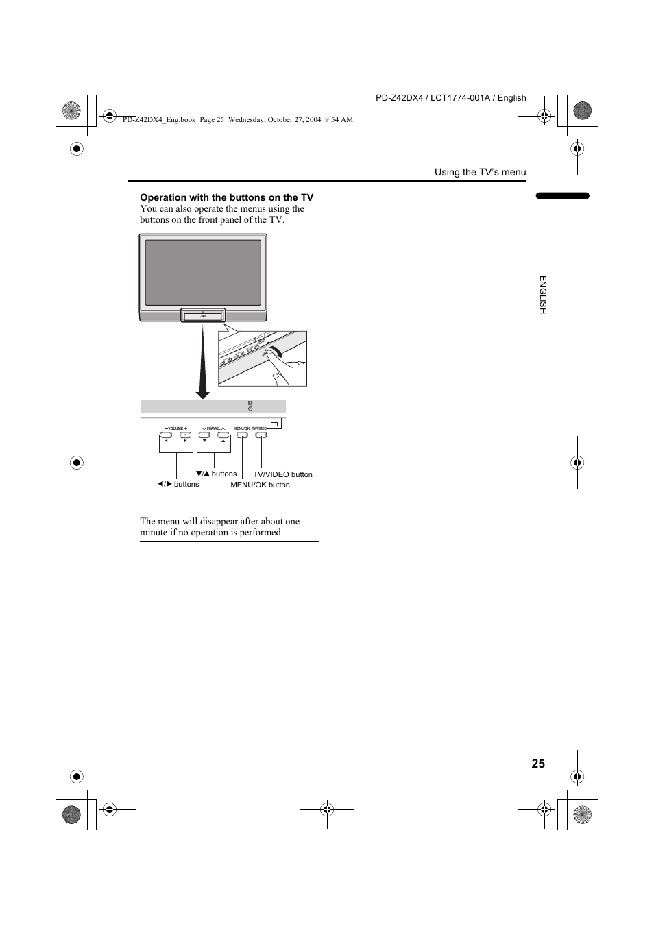 Using the tv’s menu | JVC PD-Z42DX4 User Manual | Page 26 / 54