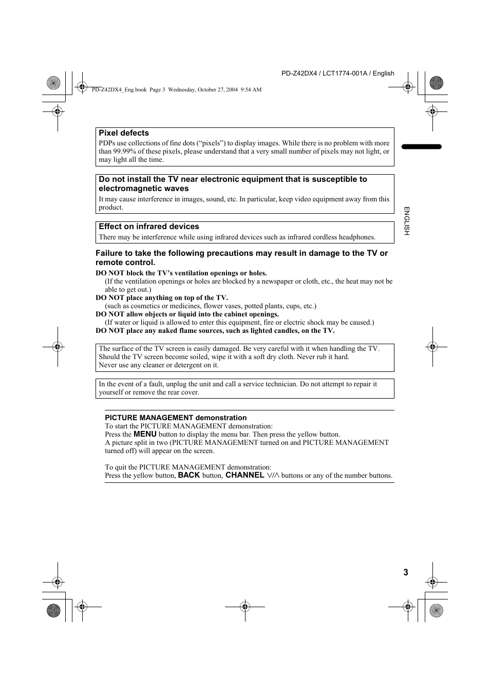 JVC PD-Z42DX4 User Manual | Page 4 / 54