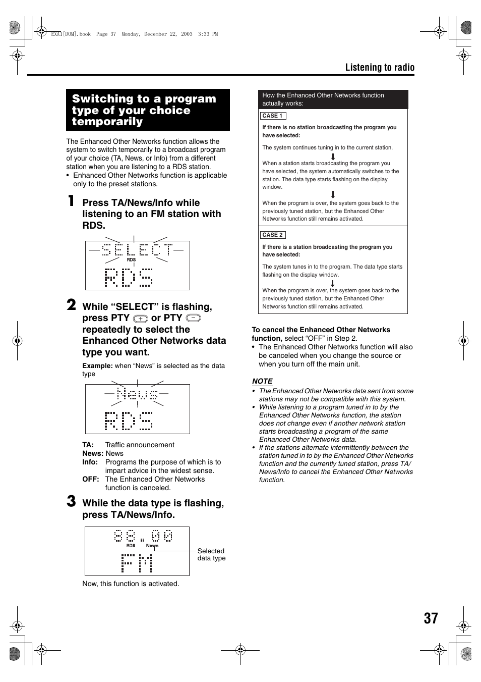 Listening to radio | JVC EX-A5 User Manual | Page 41 / 47