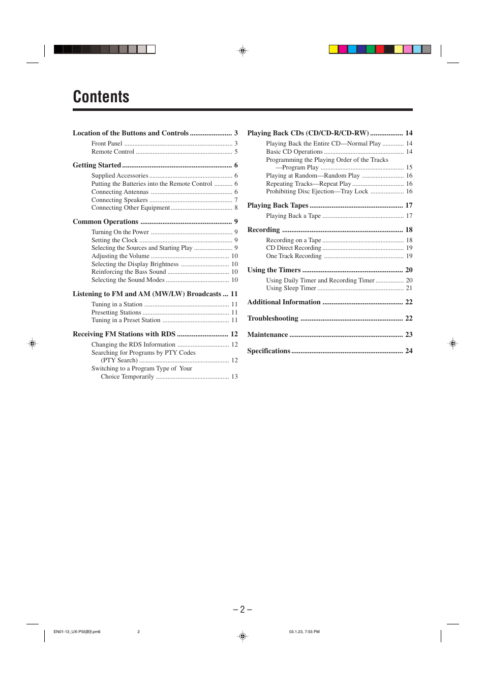 JVC CA-UXP55 User Manual | Page 5 / 28