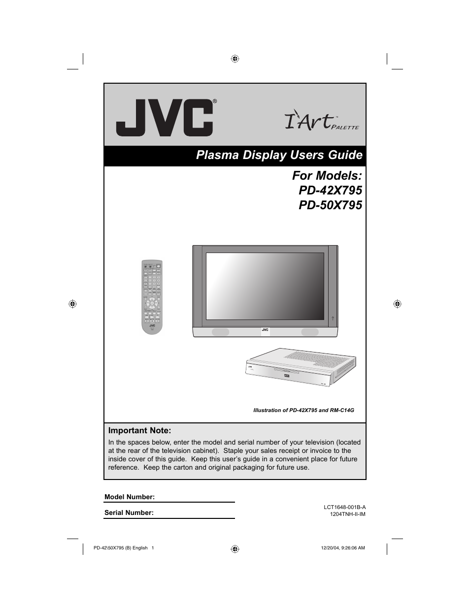 JVC I'Art Pro 1204TNH-II-IM User Manual | 92 pages
