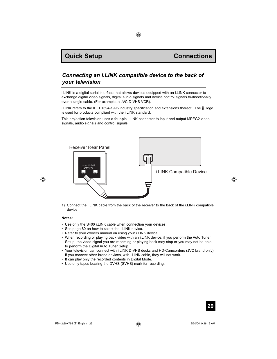 Quick setup connections | JVC I'Art Pro 1204TNH-II-IM User Manual | Page 29 / 92