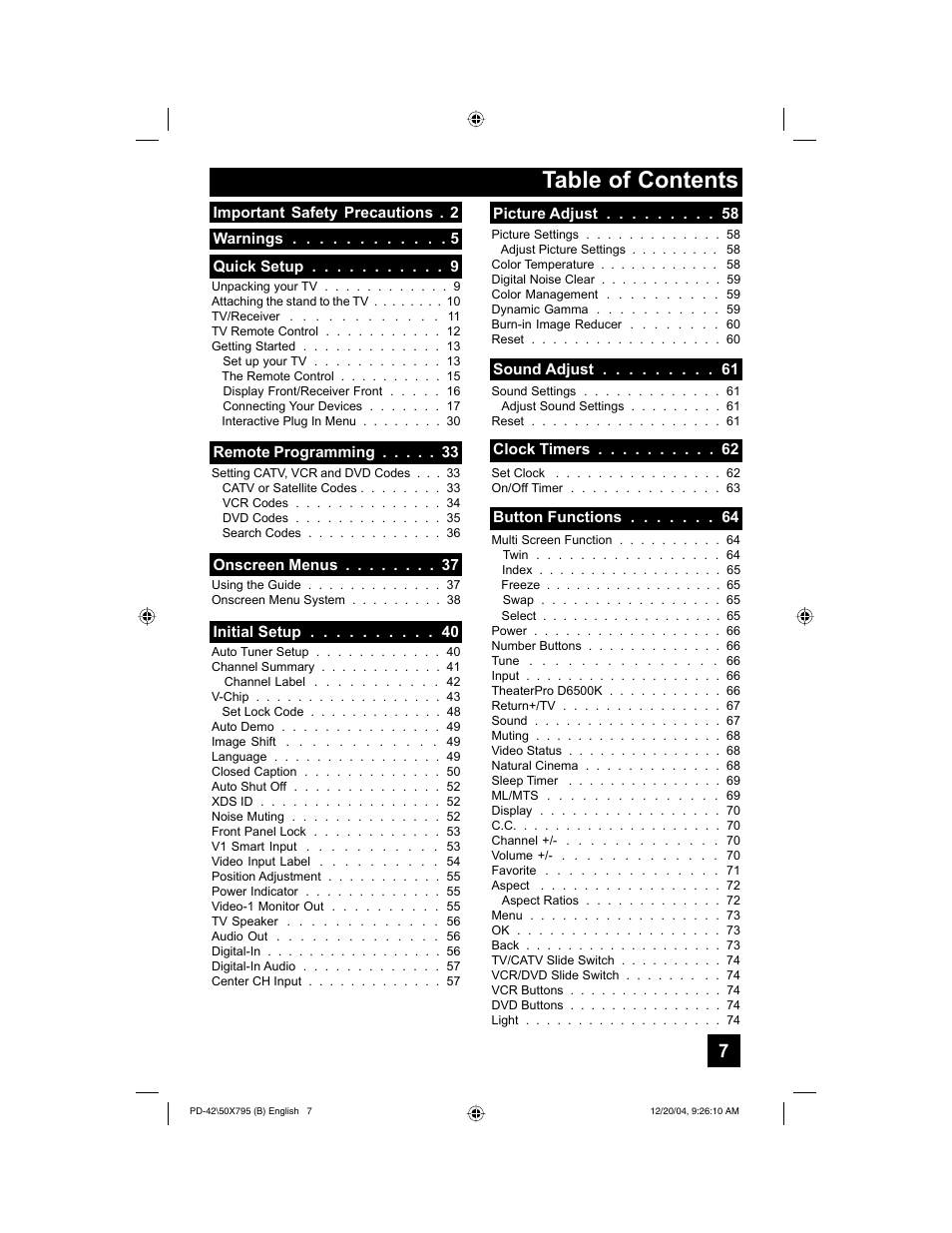 JVC I'Art Pro 1204TNH-II-IM User Manual | Page 7 / 92